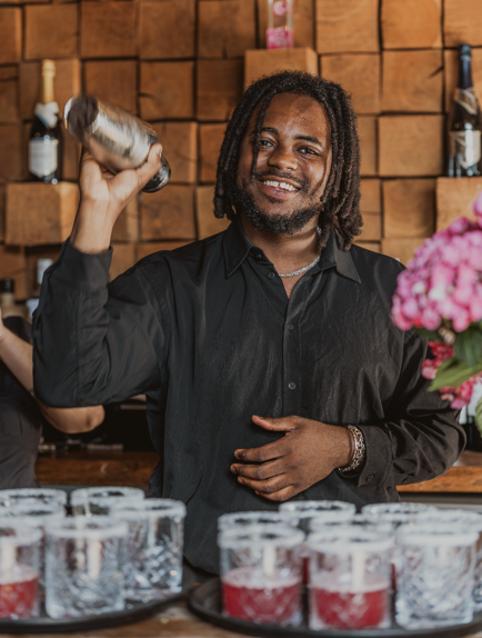 Cowshed bar team shaking up wedding cocktails