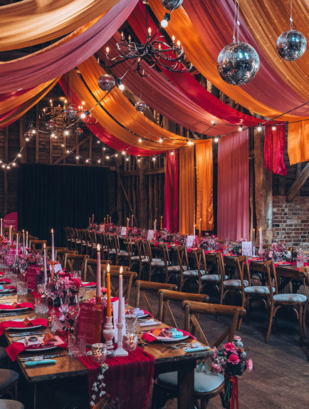 FH Vibrant Pink Orange Draped Barn Wedding Laura + Toby Erica Hawkins 14